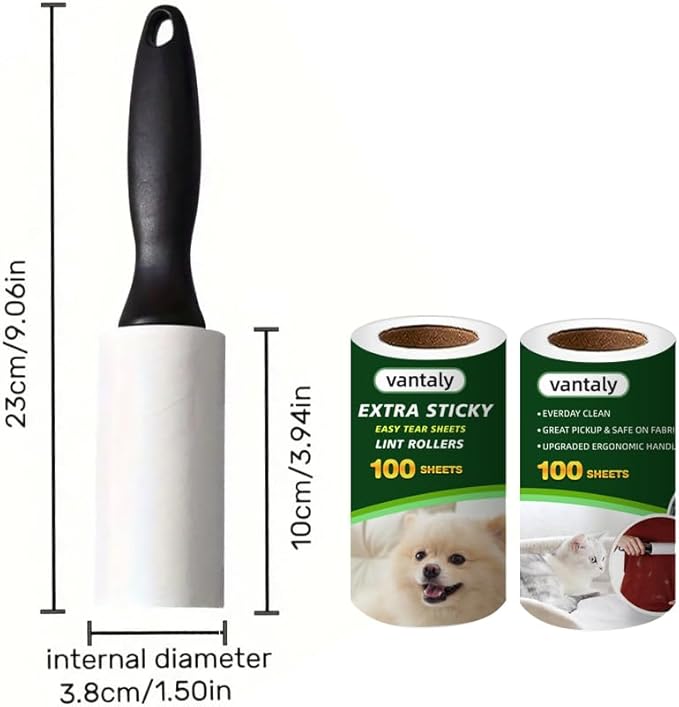 Lint Rollers for Pet Hair Extra Sticky, 600 Sheets Value Set Lint Roller with 2 Upgraded Handles, 6 Rollers Portable Pet Lint Remover for Clothes, Furniture, Carpet, Dog & Cat Hair Removal