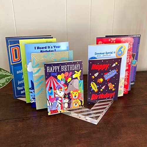 2-Pack Crystal Clear Acrylic Greeting Cards Display & Organizer | Unique Gift for Teacher or Home | Holds 60 Cards | For Table, Shelf, Desk, or Mantel