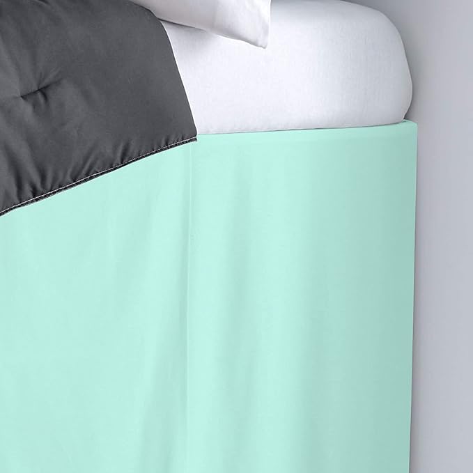 600TC -Dorm Bed Skirt - Split Corner Tailored Dorm Sized Bed Skirt - Dorm Room Essentials - Dorm Bed Skirt 100% Egyptian Cotton - Dorm Décor Bed Skirt Twin XL - 60" Drop (Aqua Blue, Solid)