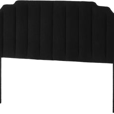 24KF Black Teddy Fabric Tufted King Upholstered Headboard, Modern Vertical Channel Design California King Headboard with Stepped Silhouette Top Edge,6026-K-Teddy Black