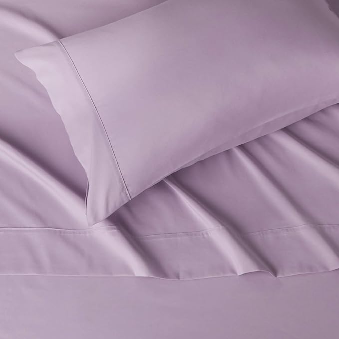 Amazon Basics Lightweight Super Soft Easy Care Microfiber 3 Piece Bed Sheet Set With 14-inch Deep Pockets, Twin XL, Frosted Lavender, Solid AmazonBasics