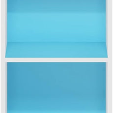 Furinno PASIR Book Shelf, 4-Tier Modern Bookshelf, Open Shelves Bookcase 9 x 12 x 42, for Living Room, Bedroom, Home Office, Light Blue/White