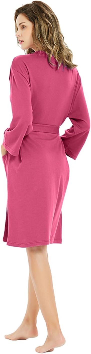 U2SKIIN Womens Robes, 100% Cotton Lightweight Robes 3/4 Sleeves Kimono Knit Soft Loungewear Short Bathrobe