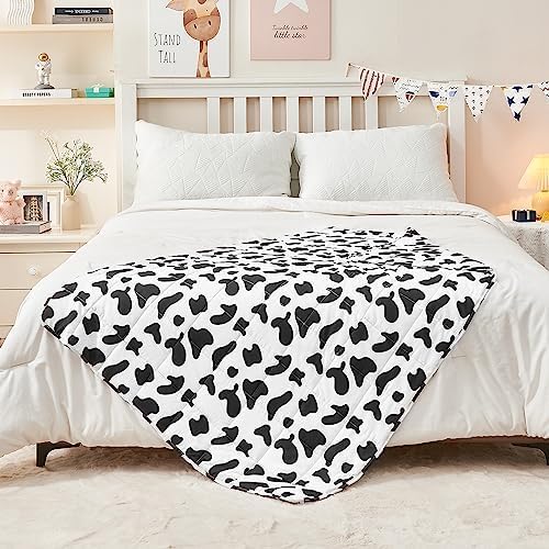 yescool Weighted Blanket 10 Pounds Twin Cooling Weighted Lap Blanket, Cow Print Heavy Blanket, Comfortable Weighted Throw Blanket Gift for 80-110lbs, 40"x60"