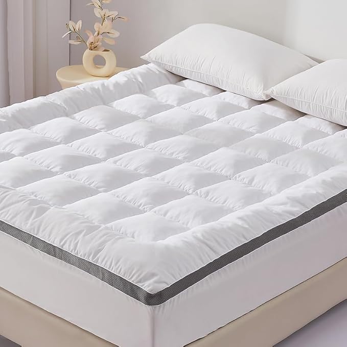 SAPHREAS Twin Size Mattress Topper 3 inch with 8-20 inches Stretchable Pockets, Soft Pillow Top Mattress Pad for Back Pain Relief with Breathable Air Mesh Sides