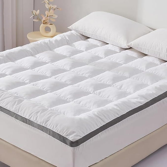 SAPHREAS Twin Size Mattress Topper 3 inch with 8-20 inches Stretchable Pockets, Soft Pillow Top Mattress Pad for Back Pain Relief with Breathable Air Mesh Sides