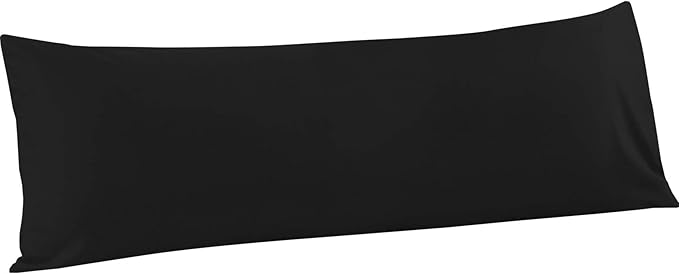 FLXXIE Body Pillow Cover - Super Soft Microfiber 20x54 Body Pillow Case - Envelope Closure, Wrinkle, Stain Resistant Black Body Pillow Cover, 20x54, Black