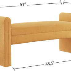 24KF Modern Upholstered Bed Bench Covered with Soft Boucle Teddy Fabric, Lovely Entryway Bench Ottoman with Armrest,5062-Yellow