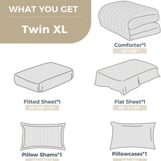 HYMOKEGE Mint Green Twin XL Comforter Set Seersucker 5 Pieces, All Season Luxury Bed in a Bag for Bedroom, Bedding Set with Comforter, Sheets, Pillowcase & Sham