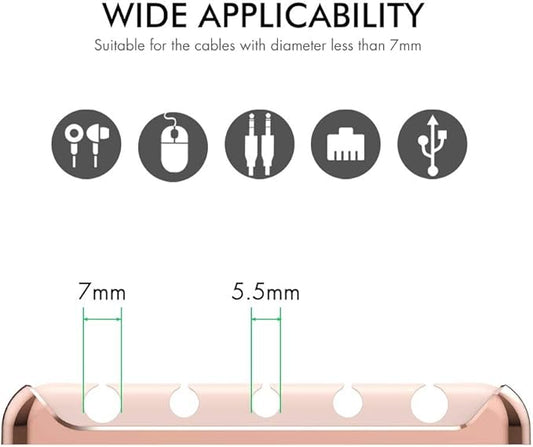 AHASTYLE Cable Organizer Holder 5 Slots Desktop Cord Wire Clips Keeper for Organizing USB Cable/Power Cord/Wire Home Office and Car (Pink)