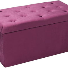 B FSOBEIIALEO Folding Storage Ottoman, Long Ottomans Shoes Bench, Velvet Storage Chest Footrest Seat 31.5
