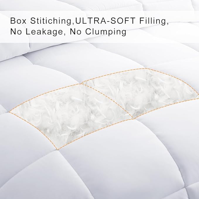 COHOME Quilted Twin XL Size Comforter - All-Season Down Alternative Duvet Insert - Luxury Hotel Soft Breathable Winter Warm White Comforter with Anti-Clump Tech & 8 Tabs - Reversible（68"x92"）