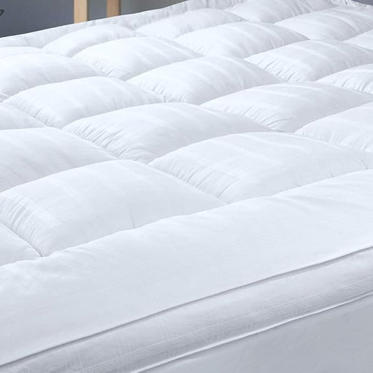 Plush Extra Thick Twin Mattress Topper, Soft & Cooling Pillow Top Bed Topper for Back Pain with 300TC Cotton Cover, Overfilled Mattress Pad Cover for Back Pain, Fit to 6”-22” Mattress.