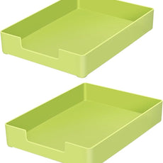 Letter-Size Tray, 2 PCS A4 Plastic Stackable Paper Tray, Desk Drawer Organizer for Office, School, Home Storage, and Storage Containers for Christmas Ornaments, Gift Wrap (2X Green)