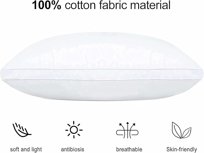 JICUSE Bed Pillows for Sleeping 1 Pack,Standard Size,Luxury Hotel Collection Pillow,Soft Fluffy and Great Support Down Alternative Filling,Gusseted Pillow for Side and Back Sleepers(20x26)
