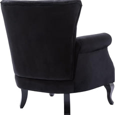 Mid Century Accent Chair Modern Button Tufted Armchair Club Chair Velvet Wingback Single Sofa Lounge Chair with Pillow for Living Room Bedroom, Black