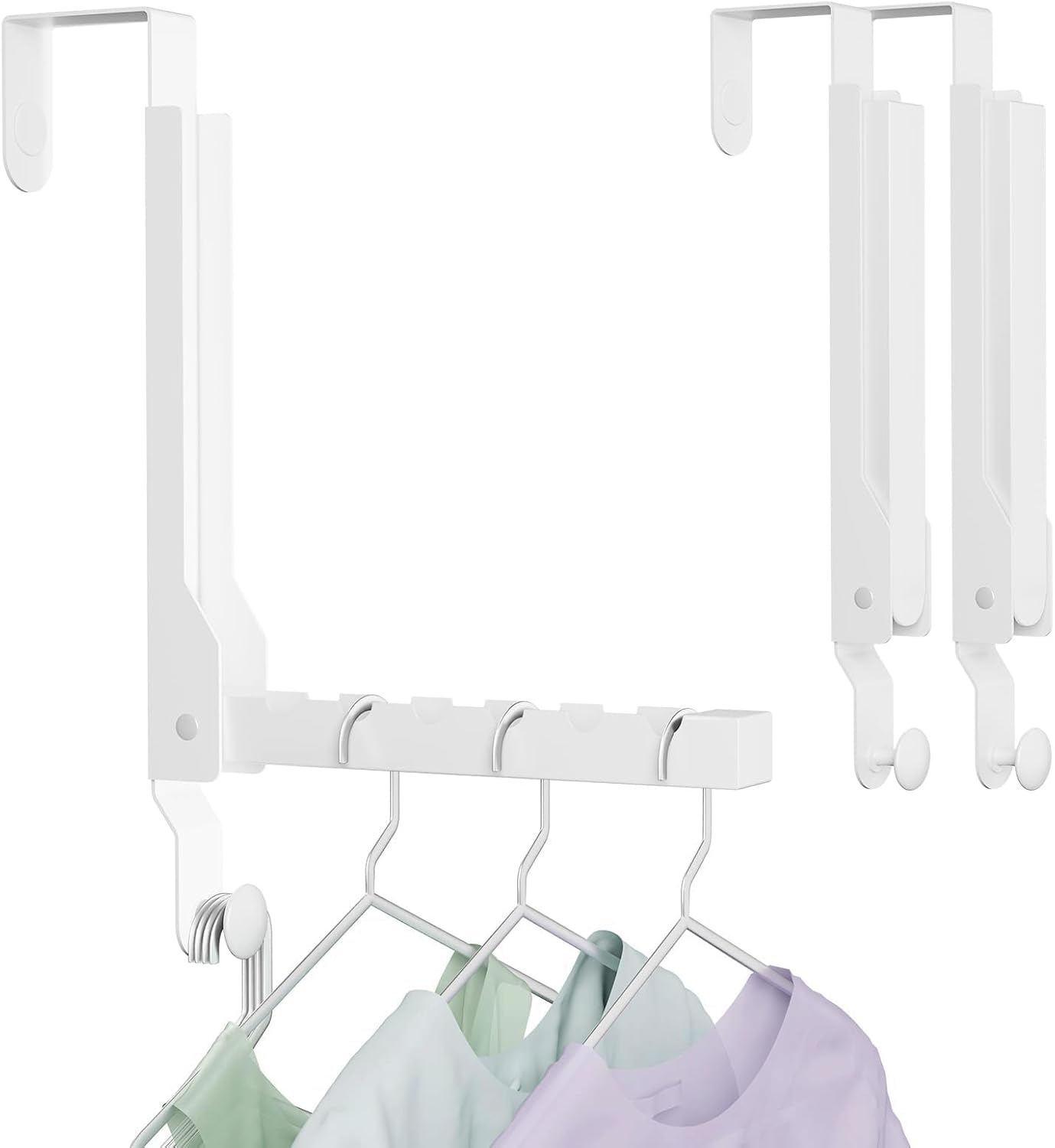 BAKON Over The Door Hanger Folding Clothes Drying Rack, Folding Hanging Coat Rack for Indoor Laundry Room Compact Small Space Foldable Portable Clothing Hanger Hook Collapsible- 2 Pack Dormly