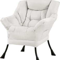 Tiita Lazy Chair, Modern Large Accent Lounge Armchair, Comfy Leisure Sofa Reading Chair for Bedroom, Living Room, Dorm Rooms, Garden and Courtyard, Beige