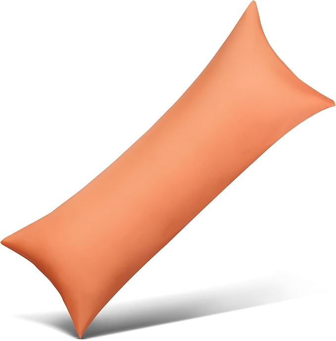 100% Cotton Body Pillow Case Cover with Zipper Wrinkle-Free, 400 Thread Count Super Soft Pillow Case for Body Pillow, Cooling Long Pillow Protector 21" x 54" Autumn Orange