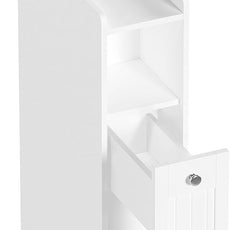 ChooChoo Slim Bathroom Storage Cabinet, Small Narrow Storage Organizer with Slide Out Drawers, Freestanding Toilet Paper Holder, Bathroom Cabinet for Small Places, White