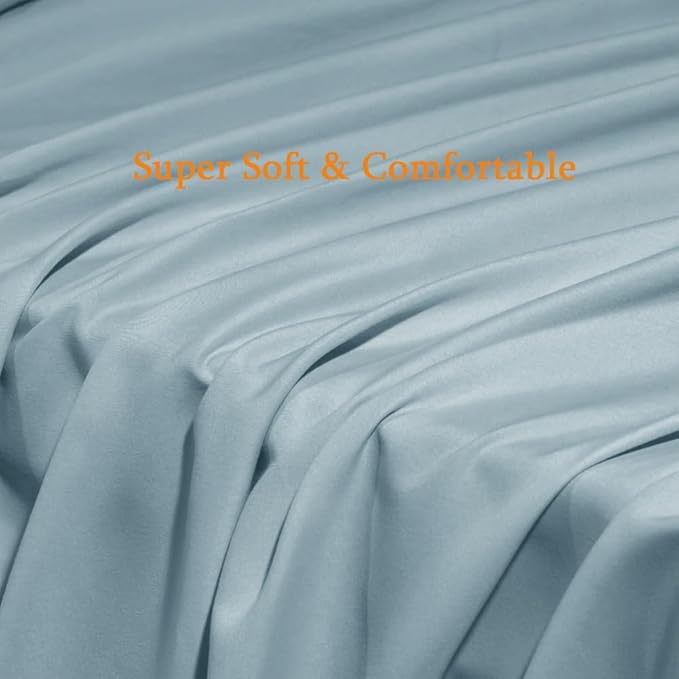 SONORO KATE Bed Sheet Set Super Soft Microfiber 1800 Thread Count Luxury Egyptian Sheets Fit 18-24 Inch Deep Pocket Mattress Wrinkle-6 Piece (Spa Blue, Queen)