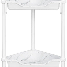 Orimade Rustproof 4 Tier Floor Standing Corner Shower Caddy Organizer, Plastic Metal Splicing Floor Corner Shelf Rack Storage Stands for Bathroom, Marble