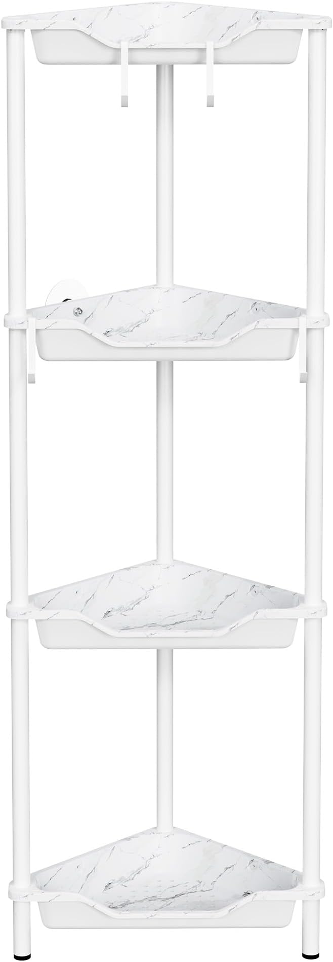 Orimade Rustproof 4 Tier Floor Standing Corner Shower Caddy Organizer, Plastic Metal Splicing Floor Corner Shelf Rack Storage Stands for Bathroom, Marble