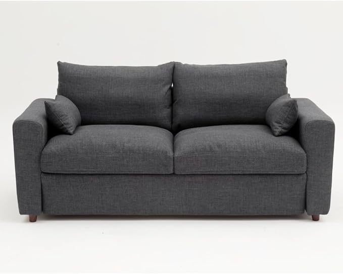 Panana Modern 2 and 3 Seats Loveseat Sofa Couch with Storage, Small Love Seat Couches for Living Room, Bedroom, Apartment, Office (Dark Gray Linen Fabric, 3 Seater)