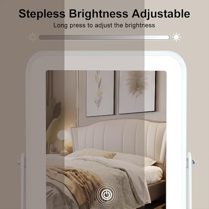 Rechargeable Small Vanity Mirror with Lights,9"x11"Portable LED Desk Mirror, Make up Mirror with Lighting,Touch Screen with 3-Color Lighting, Dimmable, for Shaving, Tabletop, Bedroom