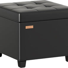 17.7 inches Synthetic Leather turfed Ottomans Cube with Storage, Metal-Framed Square Storage Ottoman Foot Rest Stool Holds 770 LB for Dorm Living Room Bedroom Black UASND63B