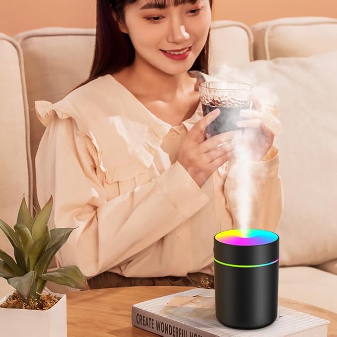 180ml Portable Small Humidifier with Colorful LED Night Light, USB Personal Desktop Humidifier for Car Home Office Travel, Auto Shut-Off, 2 Mist Modes, Super Quiet
