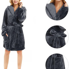 U2SKIIN Women Hooded Fleece Robe, Short Plush Robes for Womens With Hood Soft Warm Spa Bathrobe