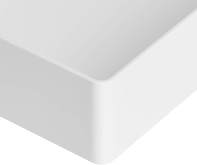 Amazon Basics Rectangular Plastic Desk Organizer with Storage Trays, Accessory Tray, 9.4 x 6.7 x 2 inch, White