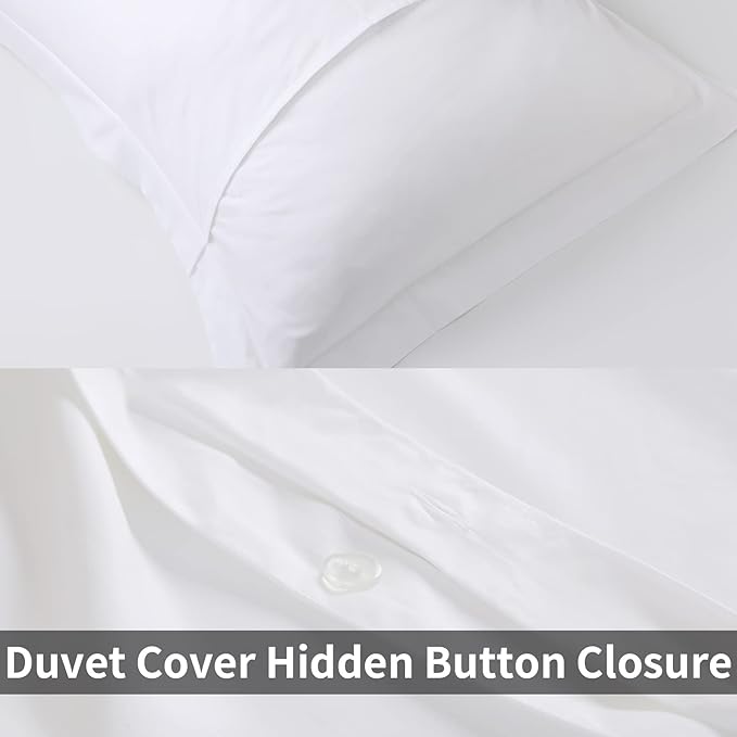King Duvet Cover Set White 100% Egyptian Cotton,3Pcs Bedding Set- 1 Duvet Cover(No Insert) with 2 Pillowshams, 400 TC Super Soft Comforter Cover with Corner Ties(King106x90 Inches, White)