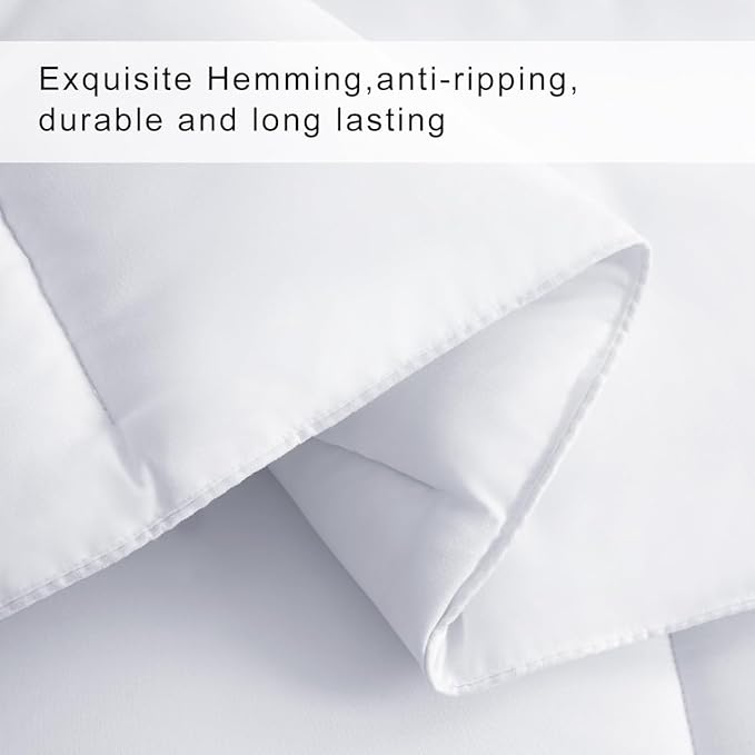 COHOME King Size Cooling Comforter All-Season Quilted Down Alternative Duvet Insert Luxury Hotel Reversible Winter Warm Comforter with Anti-Clump Tech & 8 Tabs - Gift for Women & Men - White 90"x102"