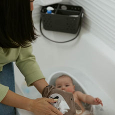 Parker Baby Bath Caddy | BPA Free & Food Grade Shower Caddy Organizer for Toys & Supplies | Quick-Dry, Sturdy & Perfect Size Shower Basket w/Handle in Neutral Colors