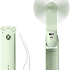 JISULIFE Handheld Mini Fan, 3 IN 1 USB Rechargeable Portable Fan [12-19 Working Hours] with Power Bank, Flashlight, Pocket Design for Travel/Summer/Concerts/Lash, Gifts for Women(Green)