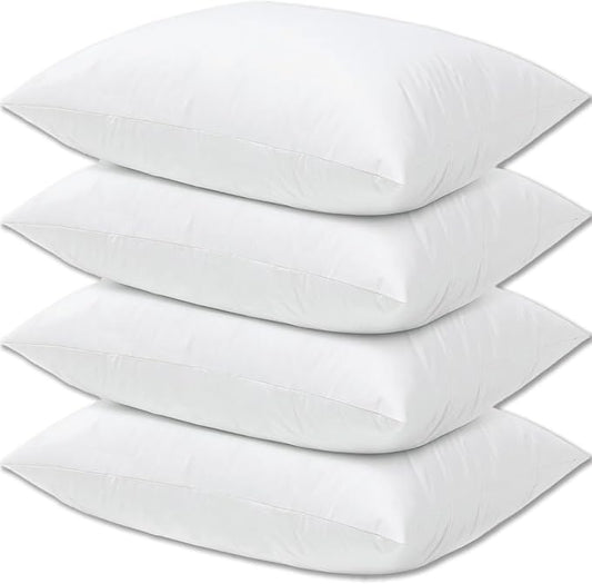 Bed Pillows Standard Size Set of 4 Medium Support Pillow for Stomach Side Back Sleeper Basic Soft Down Alternative White 20x26 inches