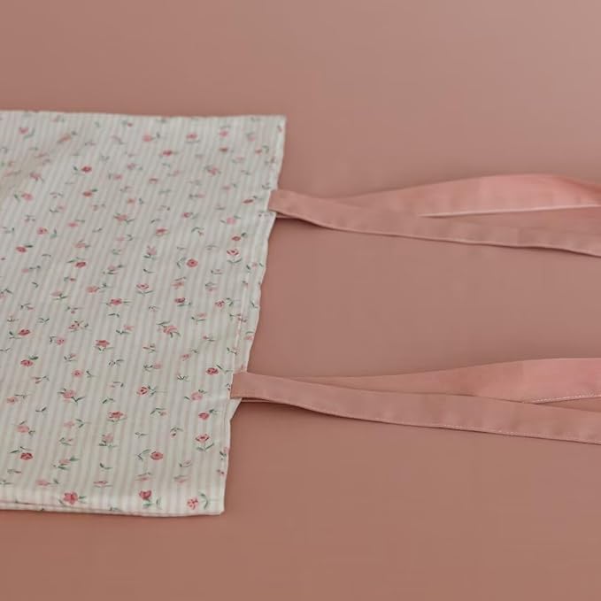 MKXI Garden Comforter Small Flowers Print Girls Pink Floral Twin XL Comforter Set White Soft Comforter Twin Pink Stripes Comforter with Cute Bow Pillowcases Youthful Aesthetic Bedding