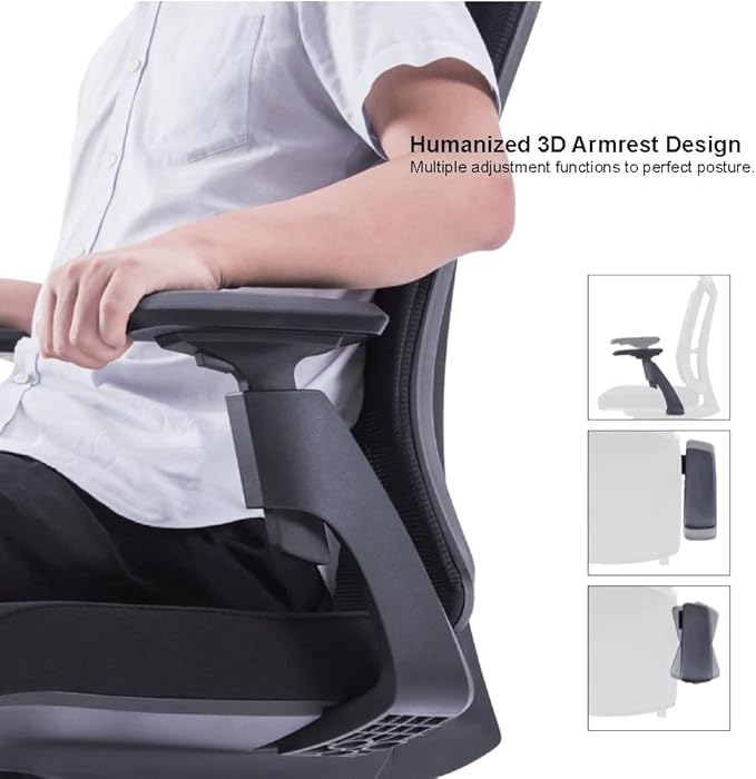 SUNLINE Ergo Plus Ergonomic Office Chair - Desk Chair, Mesh Computer Leatherette Headrest, Memory Foam Seat, and Smooth Casters - Adjustable Lumbar Support, Home Office - Black, 330 lbs