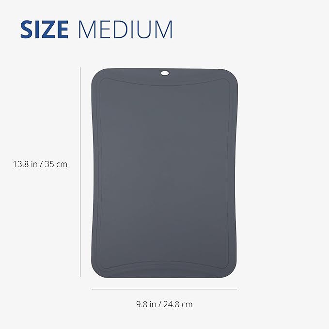 Blue Ginkgo TPU Cutting Mat [Medium] – Korean-Made Flexible, Knife-Friendly, Durable Kitchen Cutting Board (Dark Gray)