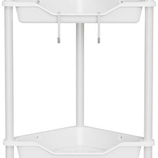 Orimade Rustproof 4 Tier Floor Standing Corner Shower Caddy Organizer, Plastic Metal Splicing Floor Corner Shelf Rack Stands for Bathroom, White