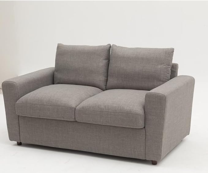Panana Modern 2 and 3 Seats Loveseat Sofa Couch with Storage, Small Love Seat Couches for Living Room, Bedroom, Apartment, Office (Light Gray Linen Fabric, 2 Seater)