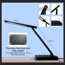Smart Desk Lamp with Dual USB Charging (Type-C/USB-A) & 2 AC Outlets, Digital Clock, Temperature Display, 5 Color Modes, 5 Brightness, Adjustable - for Office, Bedroom, Dorm Room, Study