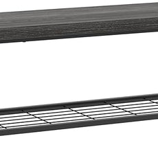 FOLUBAN Shoe Storage Bench, Modern Entryway Bench with Metal Shelf, Industrial Indoor Shoe Bench Seat for Bedroom, Hallway, Living Room, Dark Gray, 47 Inch