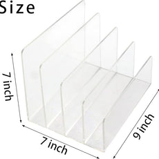 Acrylic Desk File Organizer 2 Pack, 4 Section Letter Organizer, Clear Folder Holder, Desktop File Holder for Document, Notebook and Newspaper, Clear Desk Storage Rack for Home and Office Use