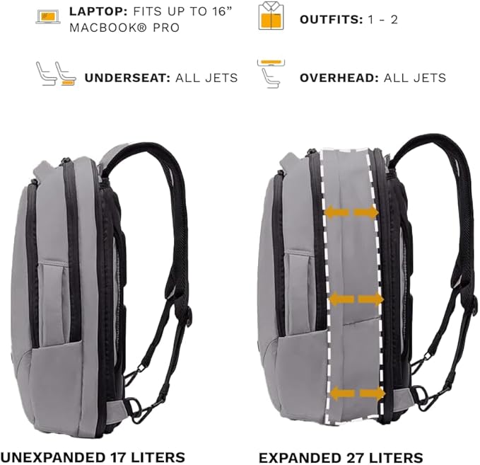 Knack Small Series 2 Laptop Backpack Fits up to 16 Inch Laptops - Knack Bags Carry-On Backpack, TSA Approved, Expandable Travel Backpacks With 2 Day Outfit Capacity, Alloy Gray