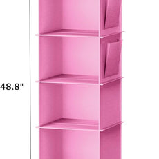 YOUDENOVA Hanging Closet Organizer and Storage, 6-Shelf Closet Hanging Storage Shelves, Light Pink