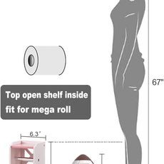 AOJEZOR Toilet Paper Holder Stand: PVC Freestanding Cabinet Storage for Small Bathroom Spaces for Homes and Renters-Jelly Pink