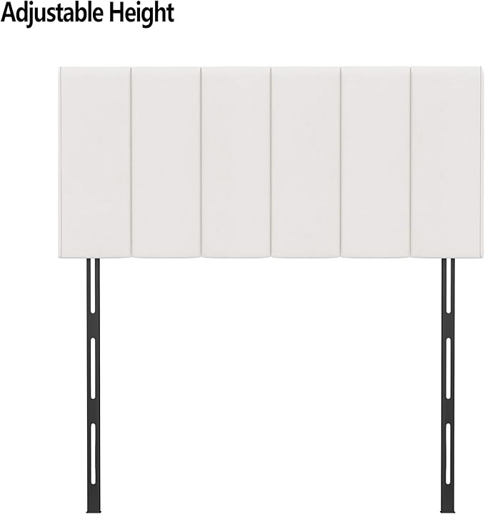 Yongchuang Upholstered Headboard Queen White Faux Leather Headboard for Queen/Full Size Bed Adjustable Height Foldable Heaboard